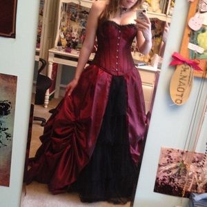 EUC Cosplay Halloween fancy 2 piece corset ball gown
